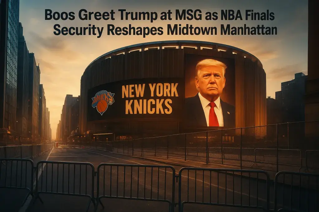 Boos Greet Trump at MSG as NBA Finals Security Reshapes Midtown Manhattan